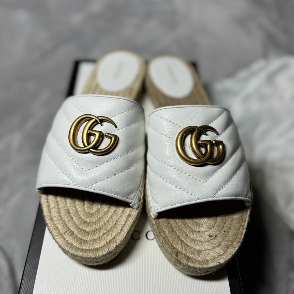 Gucci Marmont Espadrille Slide Sandals